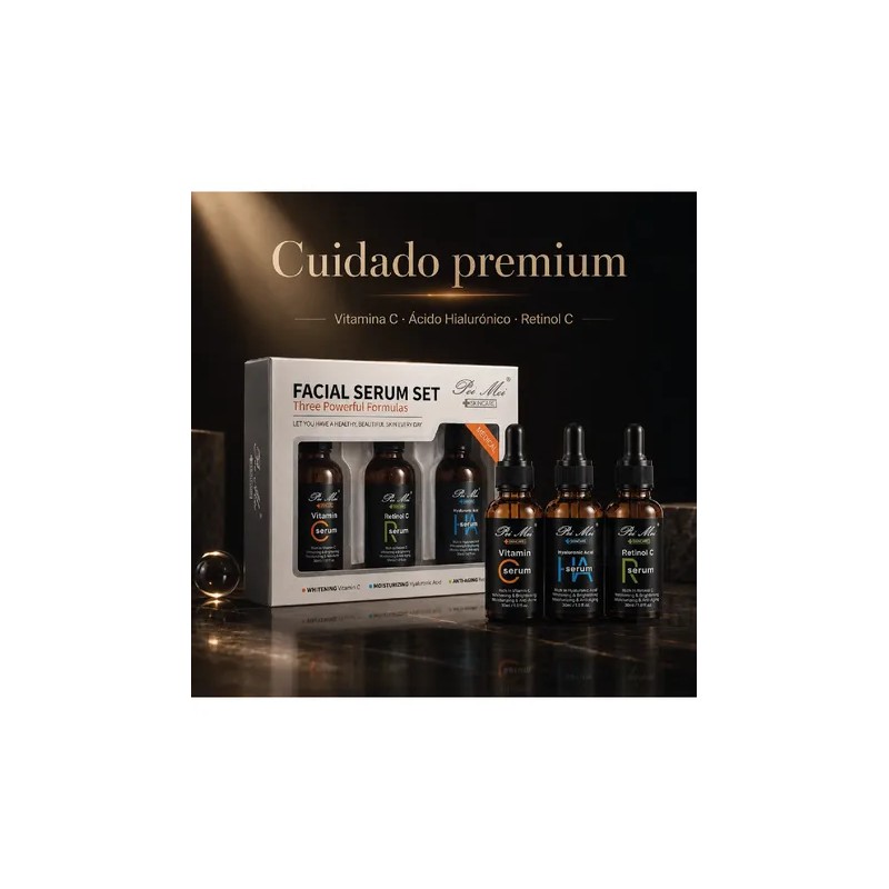 Suero Facial Vitamina C, Retinol, Ácido Hialurónico Set 3pz Vitamin