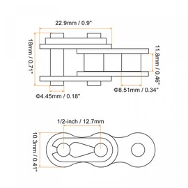 sourcing map 8Pcs Chain Master Connector Link Roller, 1/2" Pitch Carbon Steel, Standard Connecting Split Links for 08B Chain