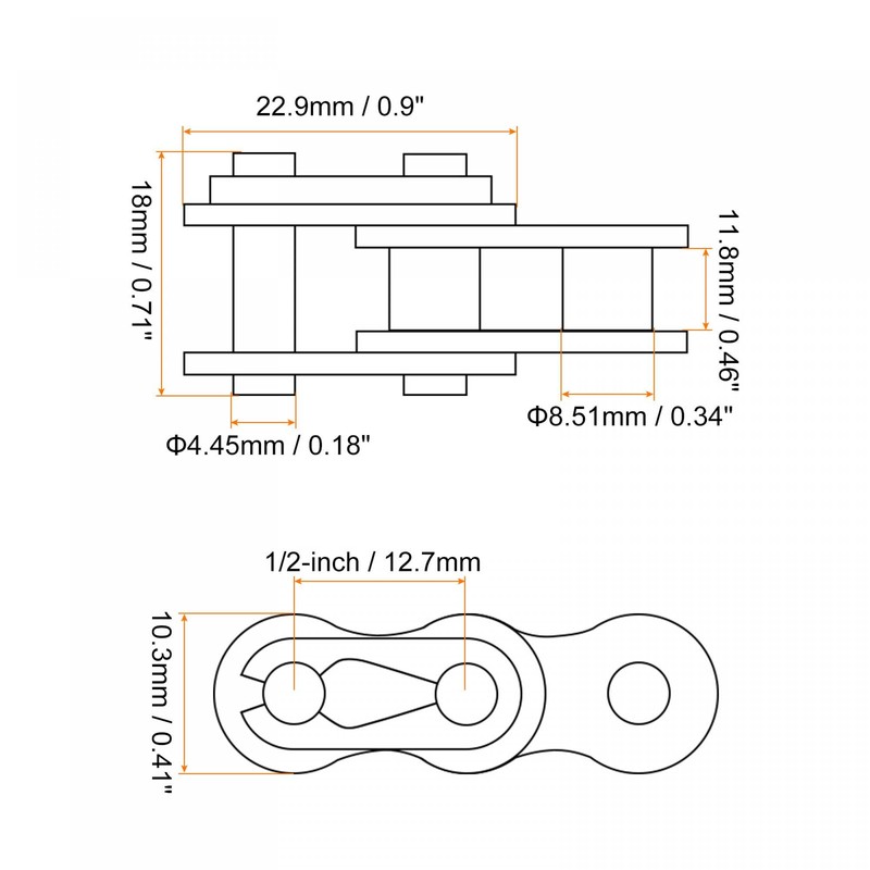 sourcing map 8Pcs Chain Master Connector Link Roller, 1/2" Pitch