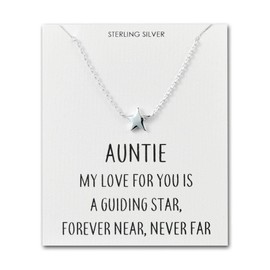 Philip Jones Sterling Silver Auntie Quote Star Necklace