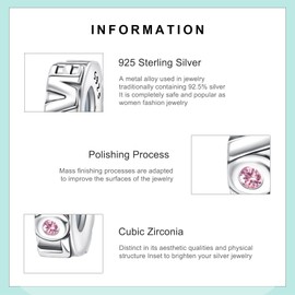 Erizteya 925 Sterling Silver Charms for Bracelets Necklaces, Mom Heart Cross Clip Stopper Charms Pendant Beads, Love Letters Bee Flower Spacer Safety Chain Pendant Jewellery Gift for Women, Cubic