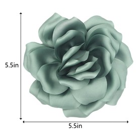 Large Dainty Satin Fabric Peony Flower Brooch Pins for Women Vintage Elegant Flower Brooch Hair Clip Pins Wedding Party Dance Dress Clothes Accessories (Green)