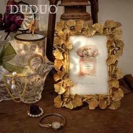 NatureMan Vintage Picture Frame 4x6 Golden Ginkgo Biloba Antique Photo Frame for Desktop Display and Wall Mount Home Decor