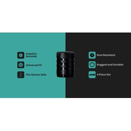 Black Anodized Aluminum Tire Valve Caps - 4 pcs/Pack, Corrosion Resistant Universal Valve Stem Caps, Tire Caps for Cars, Trucks, Motorcycles, SUVs, and Bikes