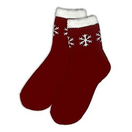 Earth Therapeutics Thermal Double Layer Socks - Red Small Snowflake - 1 pair