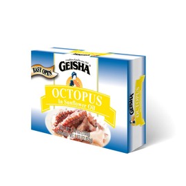 GEISHA Octopus in Sunflower Oil 3.75oz (Pack of 12), Octopus | Zero Sat &Trans Fat – Wild caught – No Preservatives & Food Additives - Gluten Free – Good Source of Protein – Less than 100 Kcal per container