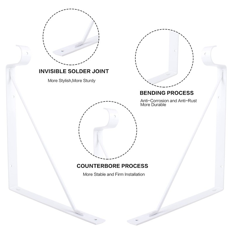 Eau 4 Packs of White Heavy Duty Closet Shelf and