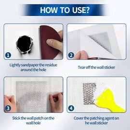 YuuKai Drywall Patch Kit Upgraded Size, 4pcs (10 x 10in) Large Hole Drywall Patch Kit, Wall Patch Kit with Scraper, Self-Adhesive Fiberglass Wall Patch Kit and Aluminum Sheet Metal Drywall Patch