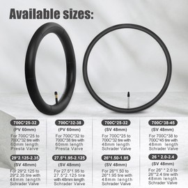 FITTOO Bike Inner Tubes Replacement Bicycle Inner Tube with Presta Valve or Schrader Valve - Made from PAHs 15 Free Premium Quality Butyl Rubber, 21 Sizes Options(ONE Piece Packed,26 * 4.0 SV)