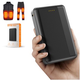 HotokGoo Upgraded Heated Vest Battery Pack - 5V2.4A 20000mAh USB Output Rechargeable for Heating Jackets Coats Pants Underwear Battery, with Charging Accessories