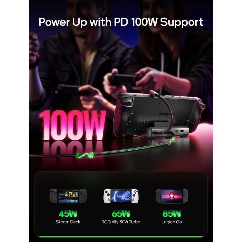 JSAUX Upgraded Docking Station 4K@120Hz for Steam Deck OLED/ROG Ally
