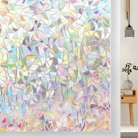 Wisomhome Privacy Rainbow Window Film Static Cling Glass 3D-Laser Reflective Decorated Window Tint No Glue Anti-UV Window Sticker Window Covering.11.8" X 78.7" (30X200cm)