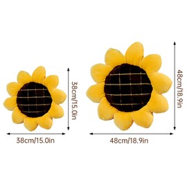 3D Sunflower Flower Floor Pillow Seating Cushion Mat Sunflower Throw Pillow Chair Pads Decorative Plush Headrest Back Cushion for Bed Car Couch Chair Sofa Office Girls Gifts (14.96in)