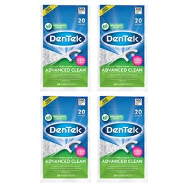 DenTek Triple Clean Advanced Clean Floss Picks, No Break & No Shred Floss, 20 Count (Pack of 4)