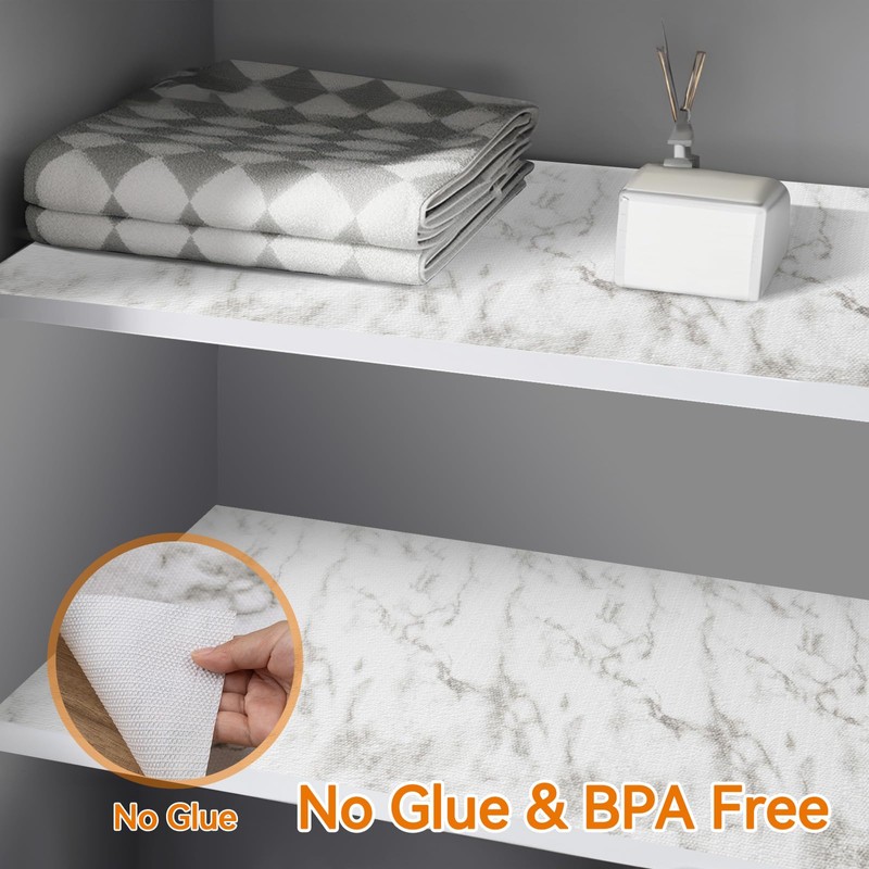 Shinlendid Shelf and Drawer Liner for Kitchen Cabinets Non-Adhesive, Strong