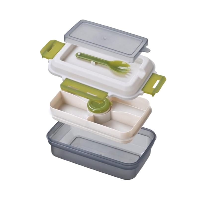 Ecoplast | Porta Pranzo 1200 ml con Forchetta Integrata –