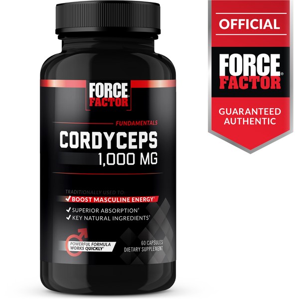 Force Factor Cordyceps 1000 MG, Enhance Endurance and Intensify Desire, 60 Count