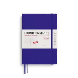 LEUCHTTURM1917 372764 Week Planner Medium (A5) 2026, 12 Months, Ink, English