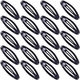 Cptots 20PCS Oval Metal Snap Clips for Women No Slip Small Barrettes for Thin Fine Hair,Black