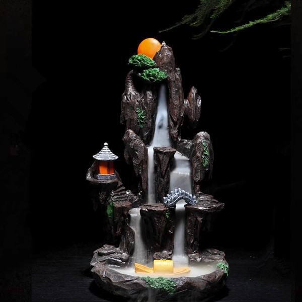 TANZEQI Waterfall Incense Burner Feng Shui Ornaments, Zen Backflow Incense