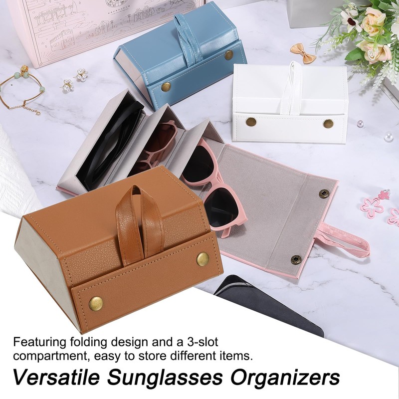 PATIKIL Travel Sunglasses Organizer, 3 Slot Large Foldable Sunglasses Holder,