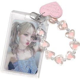 RUNRAYAY Acrylic Kpop Photocard Holder, 3 Inch Credit Id Bank Card Bus Card Student Card Pendant Keychain Badge Holder for Kids Teens Back to School (C)