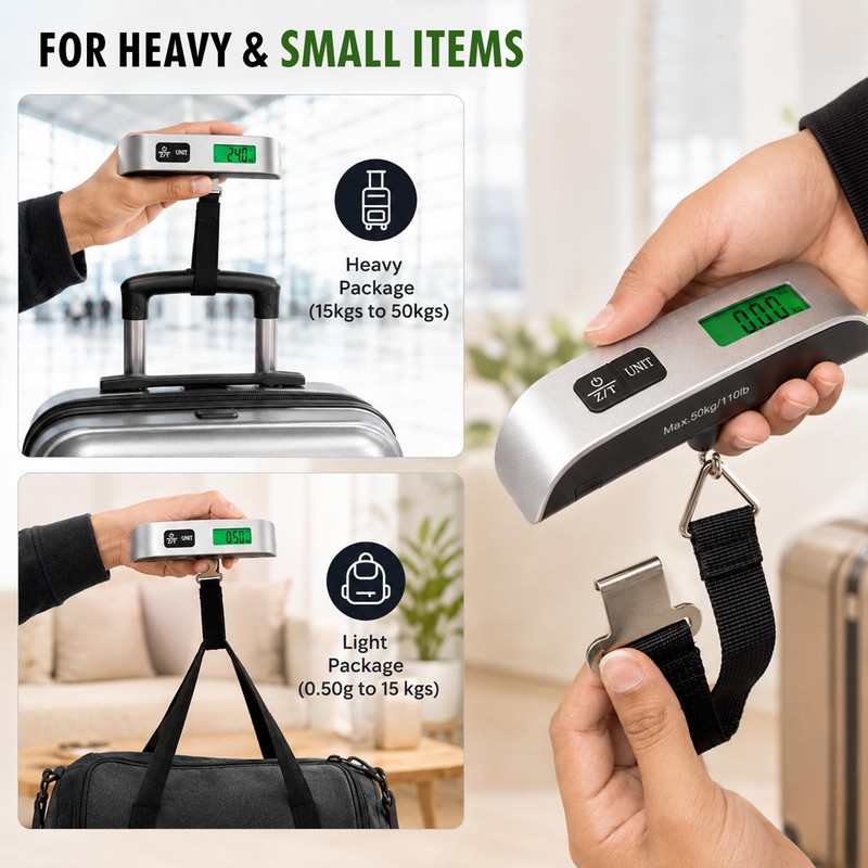 Handheld Portable Digital Luggage Scale with Grip Travel Portable Electronic