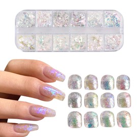 Glitter Glitter Nail Parts, Glitter Glitter Powder, Aurora, Nail Hologram, Sequins, Gel Nail Art, Resin Enclosed, Decorative Parts (Aurora)