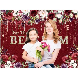 CHAIYA 8x6ft Happy Mother's Day Backdrop Best Mom Backdrop Floral Golden Dots Mothers Day Birthday Photography Background Mother's Day Decorations Banner