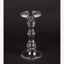 Home Decoration Accessories Clear Glass 9"" High Candlestick Candle Holder Simple Clean Design for Taper or Pillar Candle Set of 2