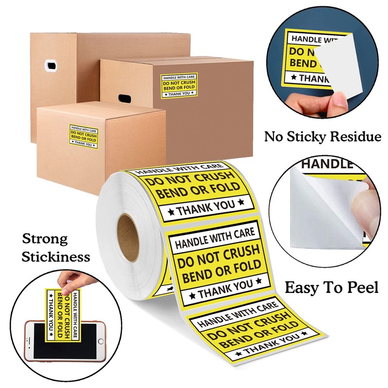 Do not Crush Bend or Fold Warning Sticker 2X3 inch