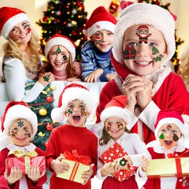 Shegazzi 6 Sheets 120 Pieces Santa Claus Temporary Tattoos Christmas Stickers Beautiful Snowman Elk Deer Fake Tattoos Children, Christmas Tattoos Children's Tattoos Christmas Decorations Party