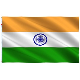 rhungift India Flag Large 3x5 Ft, Moderate-Outdoor Both Sides 100D Polyester,Canvas Header and Double Stitched - Brass Grommets for Easy Display,3' x 5' Indian Flag