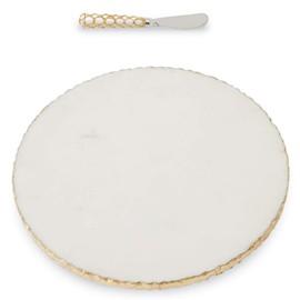 Mud Pie 4755024 Gold Edge Marble Set Serving Board, One Size, White