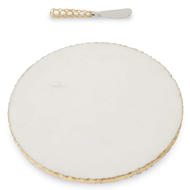 Mud Pie 4755024 Gold Edge Marble Set Serving Board, One