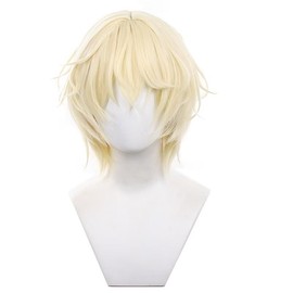RuijiCOS Short Curly Blonde Cosplay Wig Halloween Costume Party Wigs for Adult