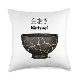 Japanese Kintsugi Pottery Bowl Artisan Print Throw Pillow