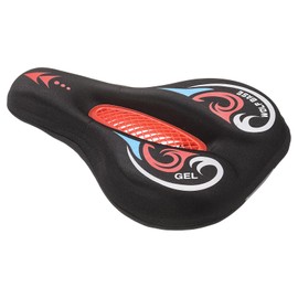 sourcing map Bike Seat Cushion Bicycle Seat Cover with Comfortable Gel Padded Cycle Seats Cover Padded for Stationary Bikes MTB Road Bike, Red
