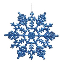 Vickerman Plastic Glitter Snowflake, 4-Inch, Blue, 24 Per Box