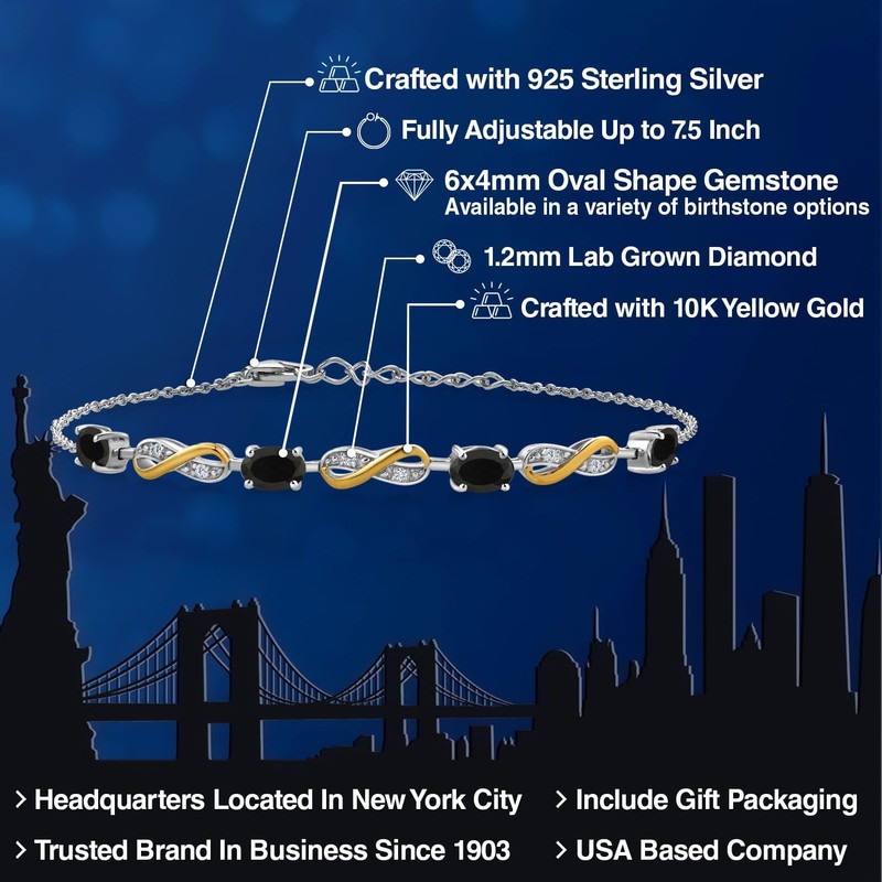 Infinity Bracelet For Women | 925 Silver & 10K Yellow