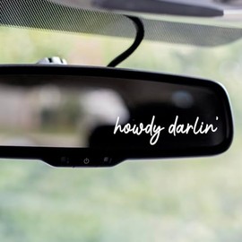2x Rear View Mirror Decal - Howdy Darlin Decal - Self Care Car Decal - Car Mirror Sticker - Cute Wall Decal - Decals for Women - Country Girl - Cowgirl Decals - Gifts for Her - Stocking Stuffer