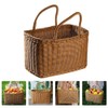 Sewroro Picnic Basket with Handles Handmade Plastic Woven Basket Multifunctional
