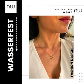 NataschaWoge® Herz mini minimalistischer Schmuck EDELSTAHL Gold Silber Kette Halskette + Anhänger Geschenk für Sie Hollow Sun Goldkette (Silber)