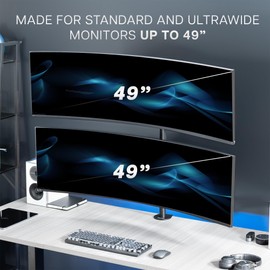 VIVO Dual Vertically Stacked Ultra-Wide Monitor Desk Mount for up to 49 inch Ultrawide Screens, Extra Tall Heavy Duty Adjustable Stand Holds 44 lbs Per Screen, Black, STAND-V202R