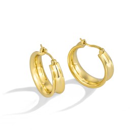Chunky Gold Hoop Earrings for Women Girls 14k Gold Plated Thick Small Gold Hoop Earrings with 925 Sterling Silver Post (Gold-5)