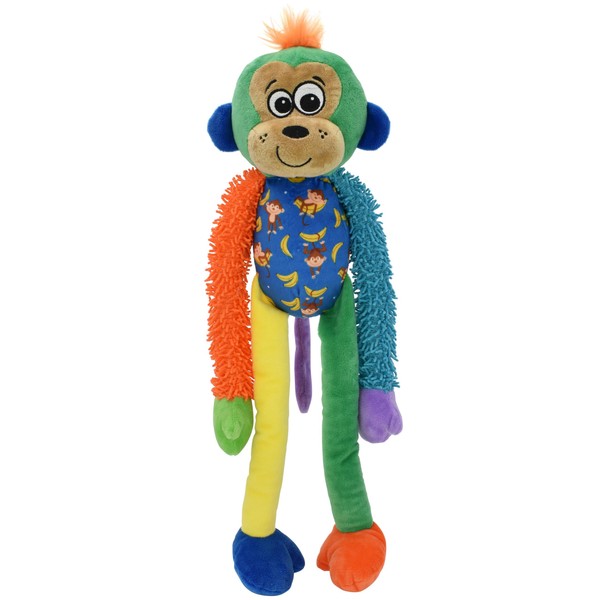 Multicrew Monkey Plush Dog Toy, Six Squeakers, 18" - Multiple