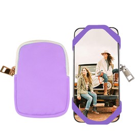 FORZEN Minimalist Wallet with Phone Holder,Lanyard Phone Holder with Card Wallet for Outdoors,Hiking,Travel - Compatible with 4''-6.5'' All Smartphones (Purple)