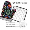 Oven Mitts and Pot Holder Set with Flower Pattern for