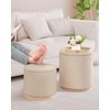 B FSOBEIIALEO Storage Ottoman Round Boucle Ottomans with Tray, Set