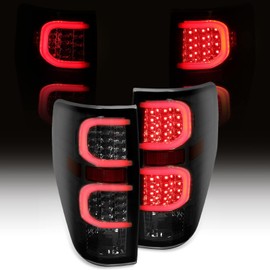 HECASA Pair LED Tail Lights Compatible with 2009-2014 Ford F150 LED Tube Bar Tail lamp Rear Brake Turn Signal Tail Lamp Smoke Lens Replacement for FO2818143 FO2819143